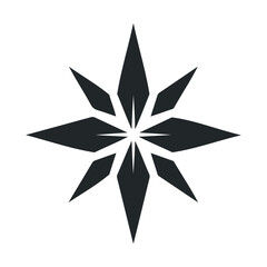 Obraz premium Black geometric star symbol with six points on white background