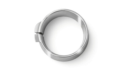 Modern Silver Metal Hose Clamp on White Background, Industrial Accessory