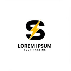Bold black letter s logo design with a vibrant yellow lightning bolt symbolizing energy and power