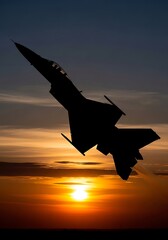 Silhouette Jet at Sunset Flight.