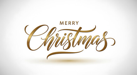 Obraz premium Merry christmas golden calligraphy text, festive greeting for holiday season celebration, elegant design isolated