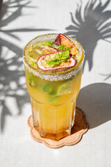 A mocktail photographed in bright, harsh sunlight - Dubai 