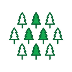 Fototapeta premium Evergreen Forest A Circular Arrangement of Coniferous Trees With Vector Design