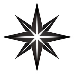 Obraz premium Stylized eight pointed starburst compass rose design