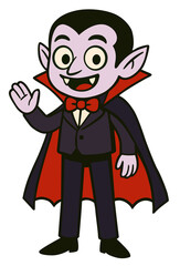 Cartoon vampire character illustration. Cute funny Dracula. Halloween monster clip art