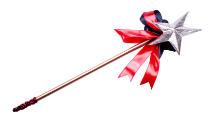 Sparkling Star Wand with Red and Blue Ribbons, cut out transparent