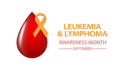 Leukemia Awareness Month. The orange awareness ribbon. A campaign to raise awareness about leukemia in September. Support for the fight against blood cancer. Banner, poster, social media, design. 