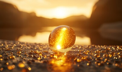 Fish oil capsule, symbolizing vitamin D supplementation, set against a backdrop bathed in warm sunlight. This composition emphasizes the crucial role of vitamin D in maintaining, Generative AI