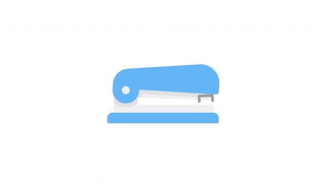 Animated stapler in flat icon style, suitable for office supplies, paper management, and document organization concept illustrations