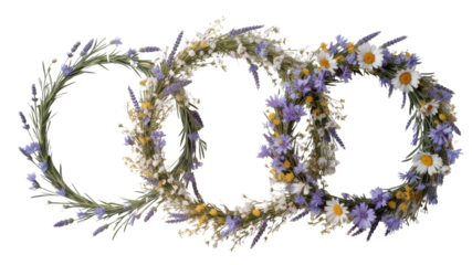 Three Intertwined Wildflower Wreaths Summer Solstice Symbolism