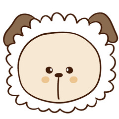 sheep. white. zoo. animal. pet. farm. cartoon. cute character. wild animals. animal character. face. head.