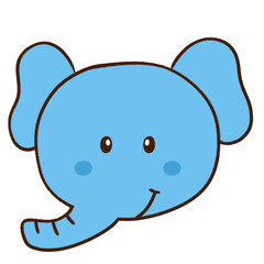 elephant. pachyderm. blue. zoo. animal. pet. farm. cartoon. cute character. wild animals. animal character. face. head.