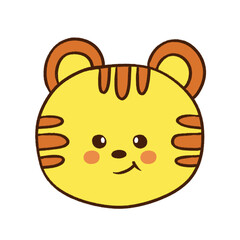 tiger. yellow. orange. zoo. animal. pet. farm. cartoon. cute character. wild animals. animal character. face. head.