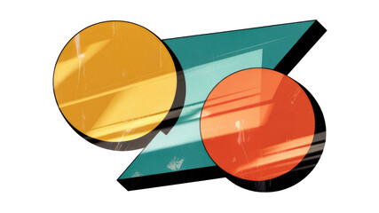 Abstract Geometric Design with Teal, Orange, and Yellow Circles