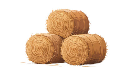 Three Hay Bales Stacked, Rustic Farm Illustration