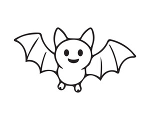 Cute cartoon bat with outspread wings