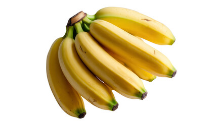 Ripe Yellow Bananas Bunch Isolated on Transparent Background
