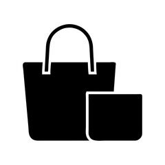 Shopping Bag and Pouch Black Silhouette Icon