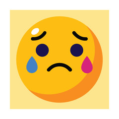 Sad Emoji Face with Tear Rolling Down Cheek