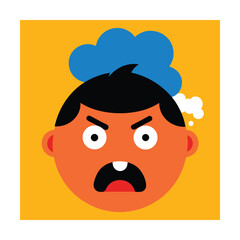 Fototapeta premium Steam Blowing from Nostrils Angry Face Vector
