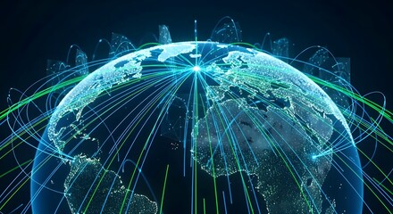 Global Network Connections Illustrating Worldwide Digital Connectivity and Communication Over Earth