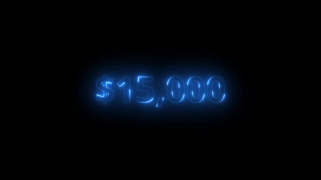 Blue neon glow USD dollars $0 to Billion countdown animation USD numbers animation increasing counting Rich and success monetary dollar animation. 4k