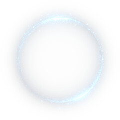 Circle, blue, glow, light, background, spark, energy, digital shine with neon electric beam and iridescent decoration, png.
