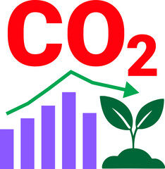 Colorful Carbon Dioxide Graph and Growing Plant Vector