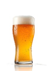 Beer. Glass of cold beer with water drops. Craft beer isolated on white background