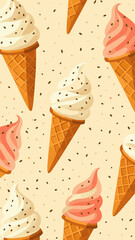 Ice Cream Cone Seamless Pattern Illustration