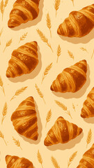Croissant Seamless Pattern Illustration