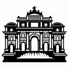 Obraz premium Trevi Fountain vector clean black silhouette design white background