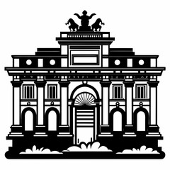 Obraz premium Trevi Fountain vector clean black silhouette design white background