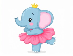 Obraz premium Cute Cartoon Ballerina Elephant