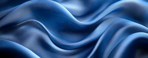 Fototapeta premium A close up of flowing blue fabric with soft curves and subtle texture creating waves effect