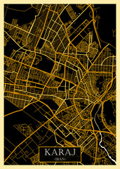 Karaj Iran City Map. downtown tourism house art travel, scenic metropolis concept, travel art city, patriotic abstract banner, view office street
