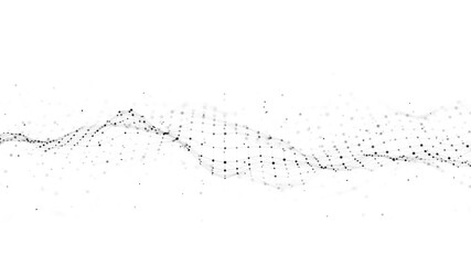 Dynamic digital wave flow on white background. Motion visualisation of data process in cyberspace. Technology of particles conection. 4K animation background.  - Powered by Adobe