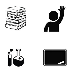 School education backpack globe book graduation hat study icons set with line art vector