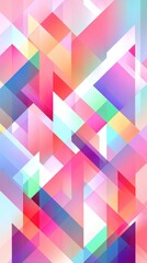 Abstract composition of translucent, overlapping triangles in vibrant pastel hues