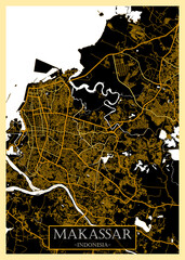 Makassar Indonesia City Map. downtown tourism house art travel, scenic metropolis concept, travel art city, patriotic abstract banner, view office street