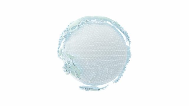 Earth globe rotates around its axis, green and blue colors convey combination of technology and environment. Green Technology idea concept. Animation seamless loop, 3D Render.