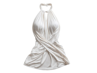 White Halter Neck Wrap Dress