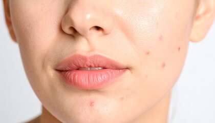 Fototapeta premium Closeup of Woman's Face Showing Acne and Skin Texture