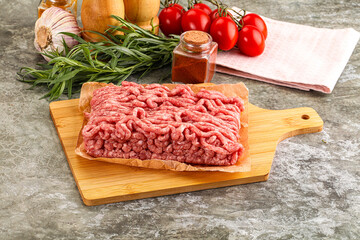 Raw uncooked red minced meat