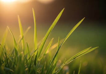 Fototapeta premium Blades of grass backlit by the setting sun