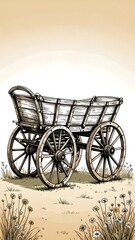 Fototapeta premium Vintage wooden wagon in a field