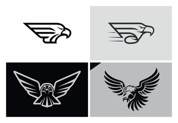 Set of eagle logo design for company identity and brand, isolated on white background