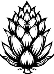 Elegant Hop Flower Design Symbolizes Brewing Craft and Natural Ingredients