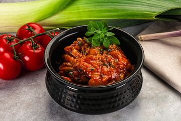 Chili con carne with beef and beans