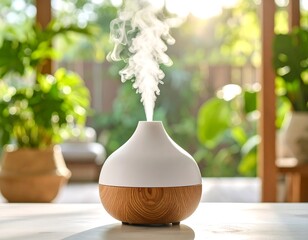 Aroma diffuser with home, zen, and plants.